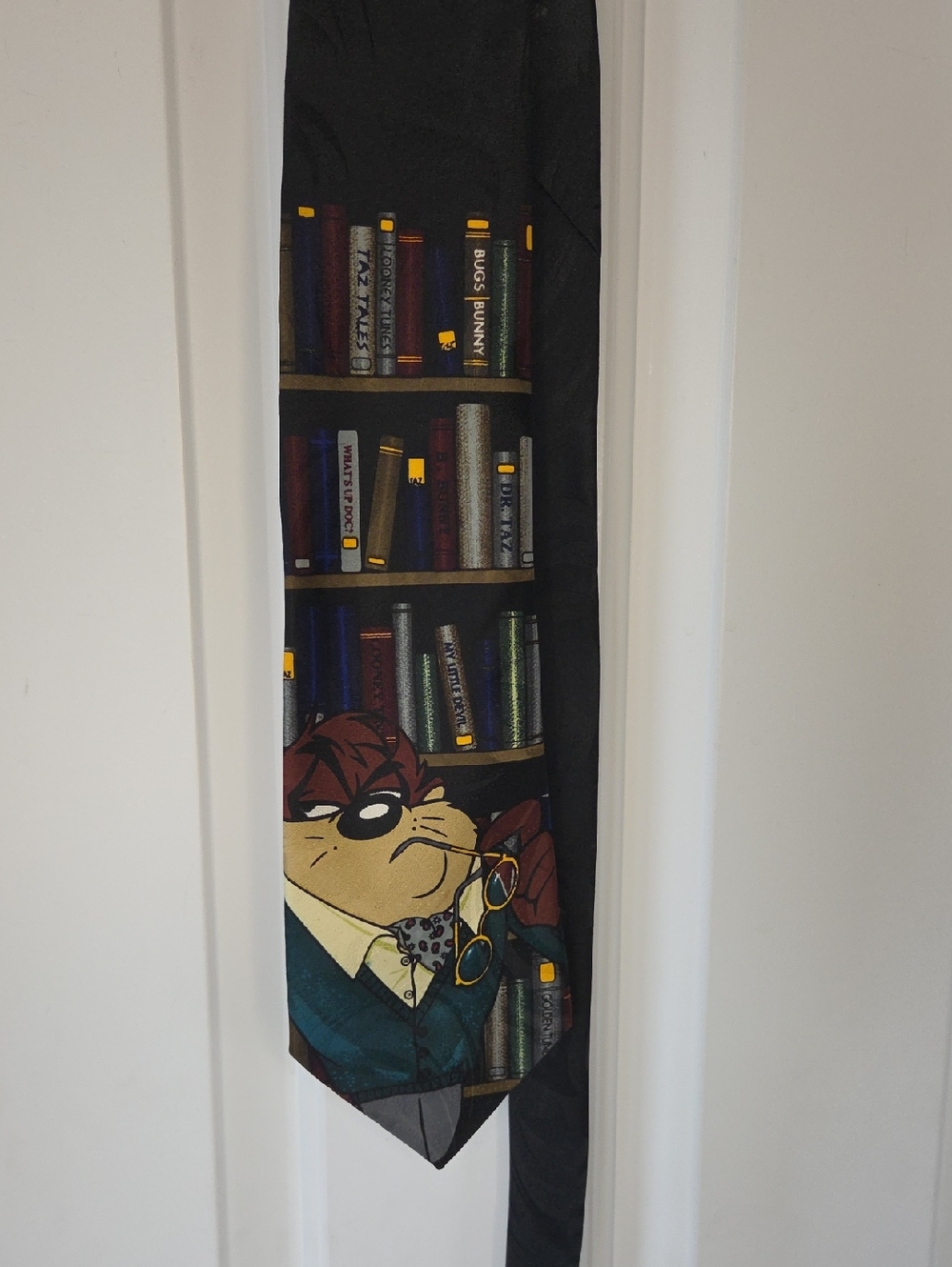 Warner Bros. Taz Library Print Necktie - Black, Teal, Yellow